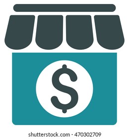 Market Building icon. Vector style is bicolor flat iconic symbol with rounded angles, soft blue colors, white background.