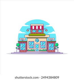 Market Building Illustration using modern style vector view