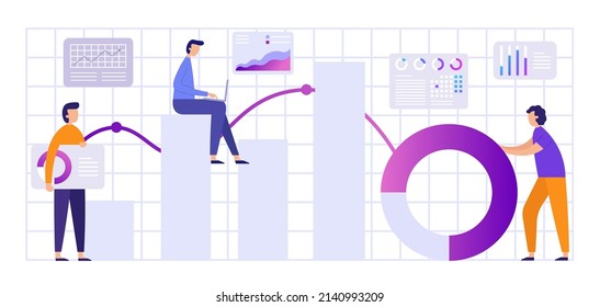 Market business analytics, analysis chart and graphic. Illustration of business analysis and graph development data, chart analytic vector