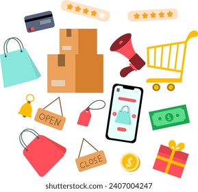 Set-Collection-Icon für Market-Business-Unternehmen