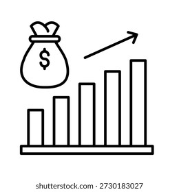 Ilustración vectorial de icono de esquema de capitalización de mercado