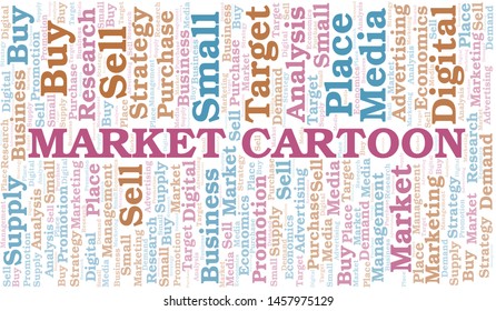 Market Cartoon word cloud. Vector made with text only