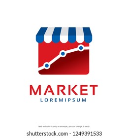Market Chart Logo Template Design Vector, Emblem, Concept Design, Creative Symbol, Icon