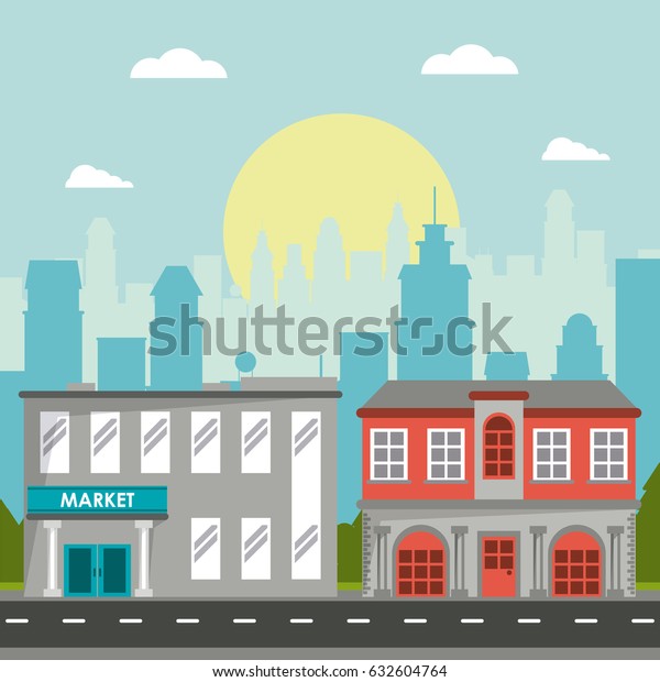 market\
commercial building classic city\
landscape