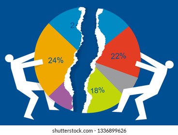 Market competition, Market share.
Two businessmnn fighting for the  market share.Vector available.
