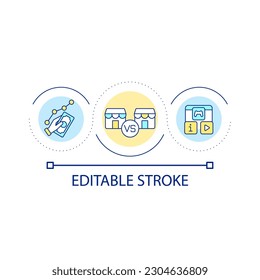 Market competitors loop concept icon. Interactive website and platform for business. Financial growth abstract idea thin line illustration. Isolated outline drawing. Editable stroke. Arial font used