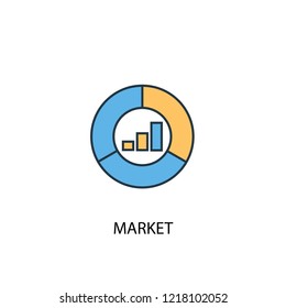 market concept 2 colored line icon. Simple yellow and blue element illustration. market concept outline symbol design