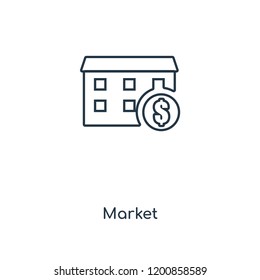 Market concept line icon. Linear Market concept outline symbol design. This simple element illustration can be used for web and mobile UI/UX.