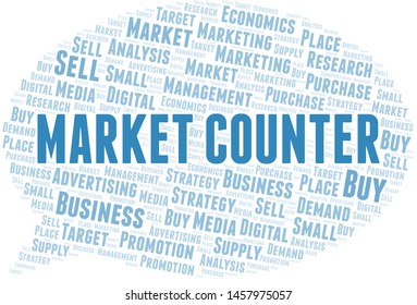 Market Counter word cloud. Vector made with text only
