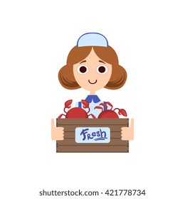 Market Crab Female Seller  Flat Primitive Design Bright Color Vector Icon On White Background
