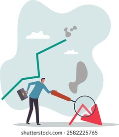 Market crash analysis, learn from failure or crisis and recession data, analyze or measure investment downturn.business concept.flat character.