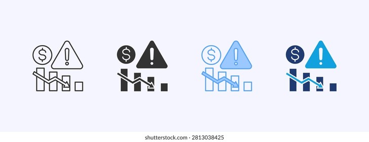 Market Crash Icon Set Multiple Style Collection Illustration