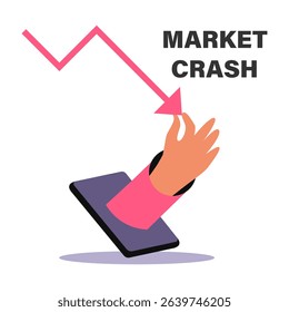 Market crash in internet. Trade war. Tariff war concept. Economic crisis. Flat vector illustration.