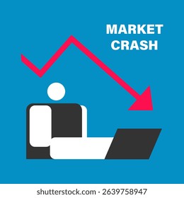 Market crash making by artificial intelligence. Trade war. Tariff war concept. Economic crisis. Flat vector illustration.