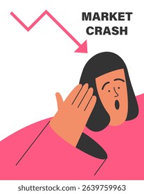 Market crash and screaming women. Trade war. Tariff war concept. Economic crisis. Flat vector illustration.