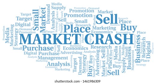 Market Crash word cloud. Vector made with text only