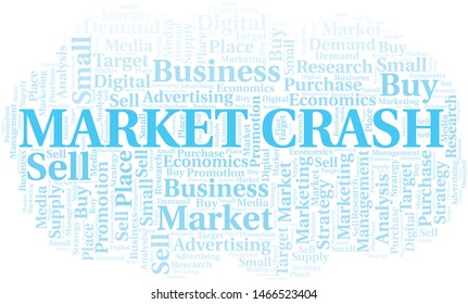 Market Crash word cloud. Vector made with text only