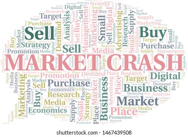 Market Crash word cloud. Vector made with text only