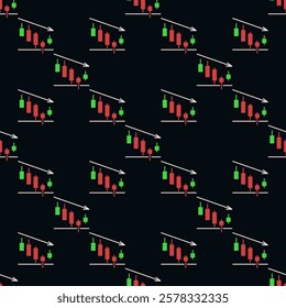 Market Data Analysis with Candlestick Chart vector concept colored seamless pattern