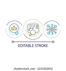 Market data analysis loop concept icon. Research financial information. Successful business strategy abstract idea thin line illustration. Isolated outline drawing. Editable stroke. Arial font used