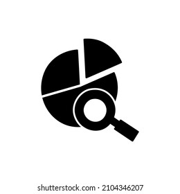 Icono de datos de mercado en glifo plano negro, estilo relleno aislado en fondo blanco
