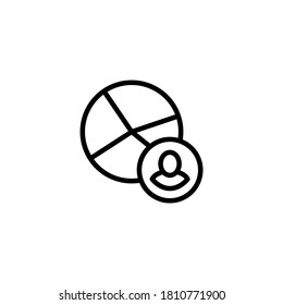 Icono de datos de mercado en icono de estilo de línea negra, estilo aislado en fondo blanco