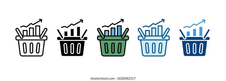 Conjunto de ícones de dados de mercado Coleção de vários estilos