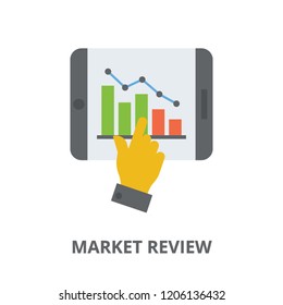
Market data on tablet computer is icon idea of market review 
