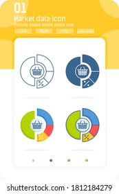Market data premium icon with multiple style isolated on white background from fintech icon collection. Vector symbol concept design template for web design and mobile app, infographics, UI and UX