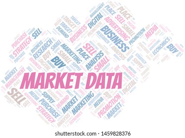 Market Data word cloud. Vector made with text only