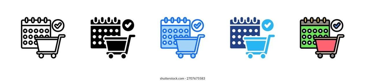 Conjunto de iconos de día de mercado Colección de estilo múltiple