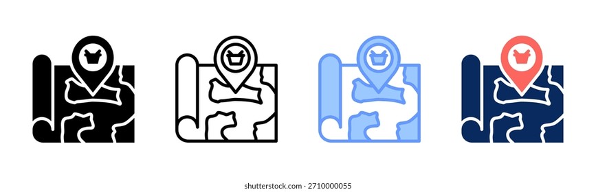 Conjunto de iconos de mapa de demanda de mercado colección de varios estilos
