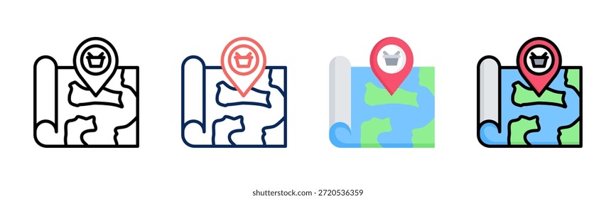 Conjunto de iconos de mapa de demanda de mercado colección de varios estilos
