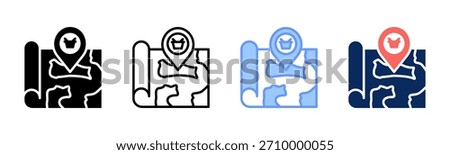 Market Demand Map icon set multiple style collection