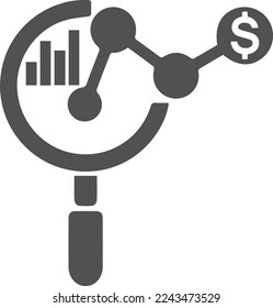 Market diagnostics icon, market analysis icon black vector
