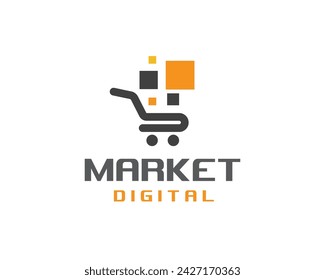 market digital shopping chart logo icon symbol design template illustration inspiration