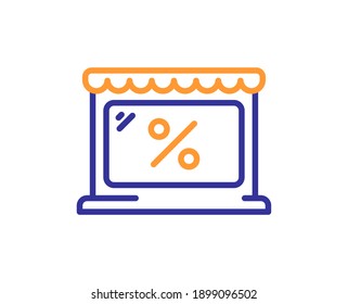 Market discounts line icon. Sale offer sign. Promotion price symbol. Quality design element. Line style market icon. Editable stroke. Vector