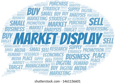 Market Display word cloud. Vector made with text only