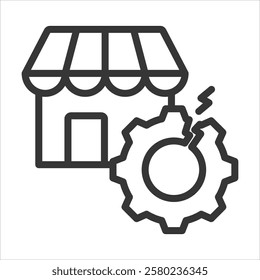 Market Disruption Outline Icon Vector Illustration