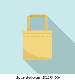 Market eco bag icon flat vector. Fabric reusable. Handle cotton bag