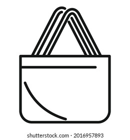 Market eco bag icon outline vector. Fabric reusable. Handle cotton bag