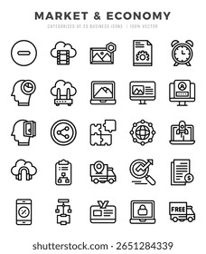 Market and Economy elements. Lineal web icon set. Simple vector illustration.