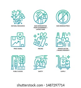 Market Economy Icons Set Gradient Style