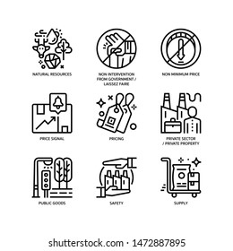 Market Economy Icons Set Outline Style