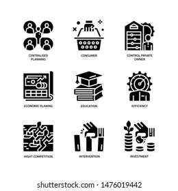 Market Economy icons set solid style