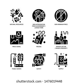 Market Economy icons set solid style