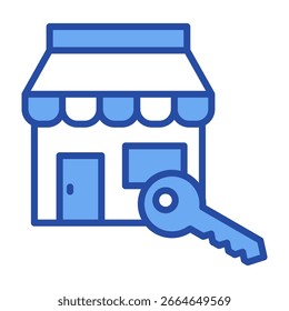 Icono de entrada de mercado Ilustración vectorial azul