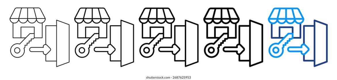Market Entry Icon Different Style Outline Collection Set Vector Illustration