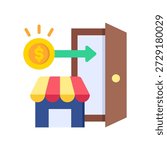 Market Entry Icon Flat Vector Illustration