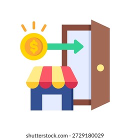 Market Entry Icon Flat Vector Illustration